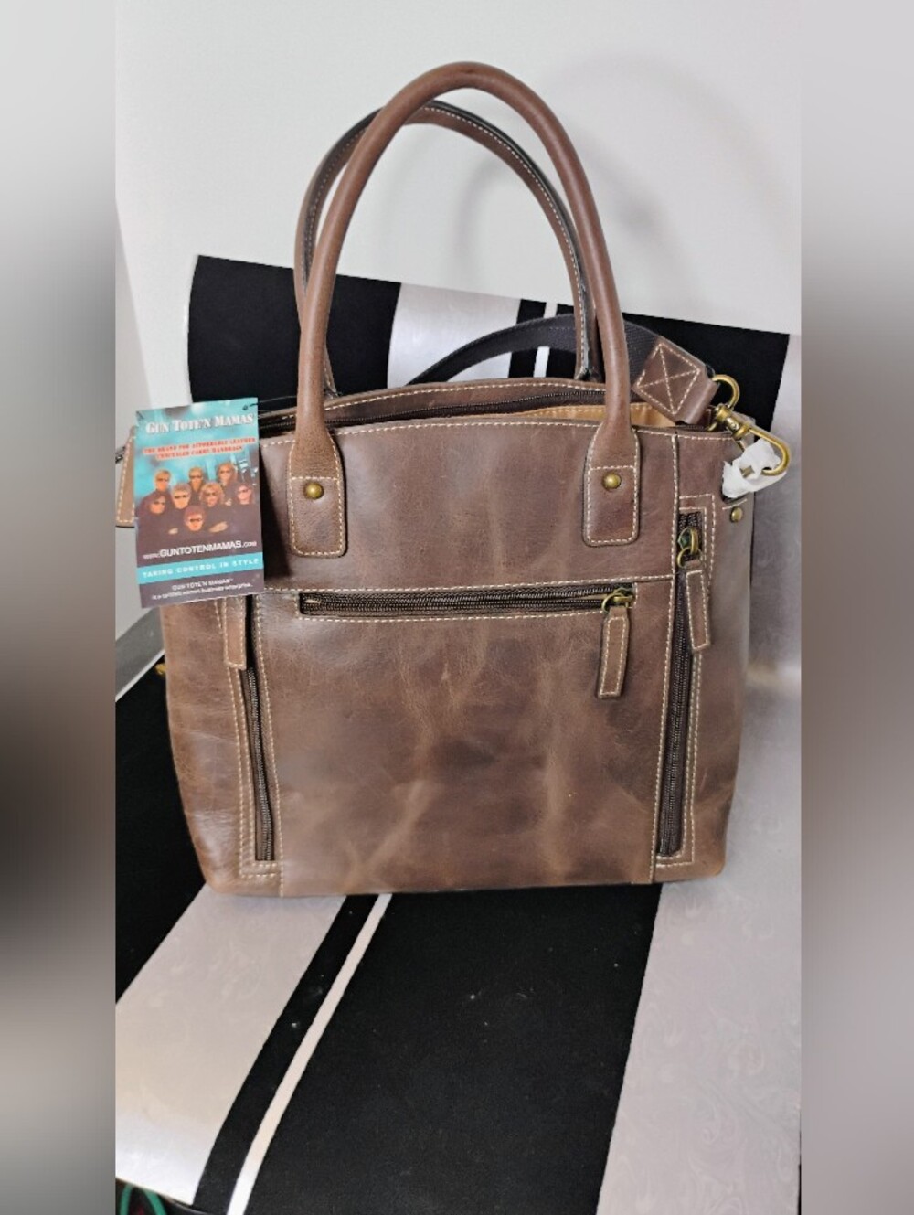 Gun Tote'n Mamas  Genuine Leather Concealed Carry Purse/Bag Distressed Brown GTM